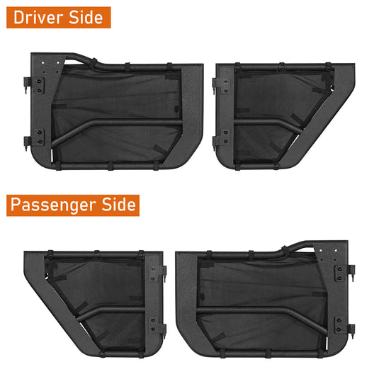 18-23 Jeep Wrangler JL & Gladiator JT Tube Half Front & Rear Doors w/ Black Shade Skins - Hooke Road b3042s 13