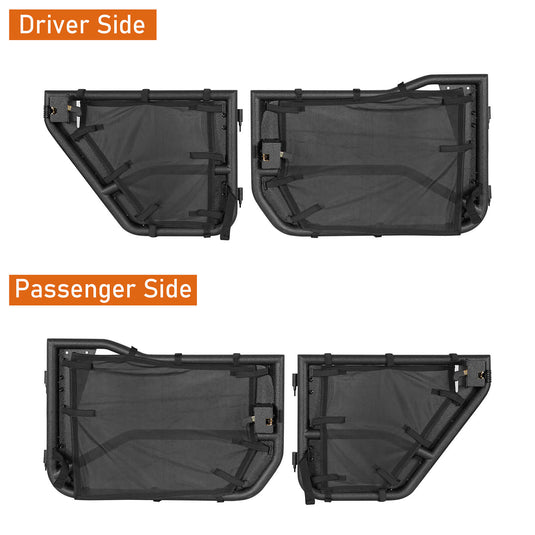 18-23 Jeep Wrangler JL & Gladiator JT Tube Half Front & Rear Doors w/ Black Shade Skins - Hooke Road b3042s 14