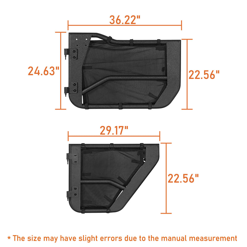 Load image into Gallery viewer, 18-23 Jeep Wrangler JL &amp; Gladiator JT Tube Half Front &amp; Rear Doors w/ Black Shade Skins - Hooke Road b3042s 15
