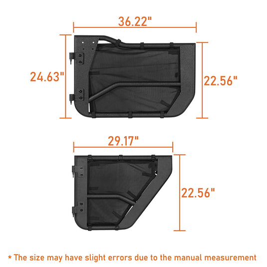 18-23 Jeep Wrangler JL & Gladiator JT Tube Half Front & Rear Doors w/ Black Shade Skins - Hooke Road b3042s 15