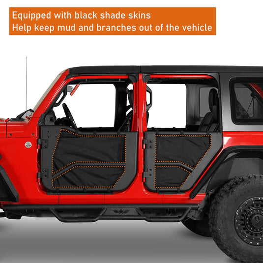 18-23 Jeep Wrangler JL & Gladiator JT Tube Half Front & Rear Doors w/ Black Shade Skins - Hooke Road b3042s 4