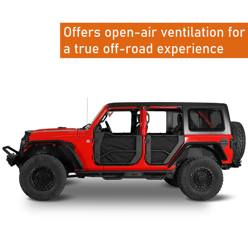 Load image into Gallery viewer, 18-23 Jeep Wrangler JL &amp; Gladiator JT Tube Half Front &amp; Rear Doors w/ Black Shade Skins - Hooke Road b3042s 5
