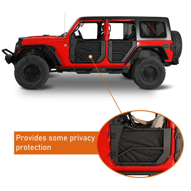 Load image into Gallery viewer, 18-23 Jeep Wrangler JL &amp; Gladiator JT Tube Half Front &amp; Rear Doors w/ Black Shade Skins - Hooke Road b3042s 7
