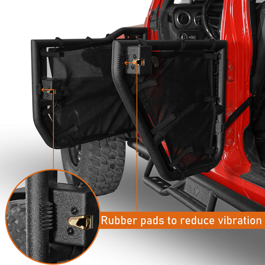 18-23 Jeep Wrangler JL & Gladiator JT Tube Half Front & Rear Doors w/ Black Shade Skins - Hooke Road b3042s 8