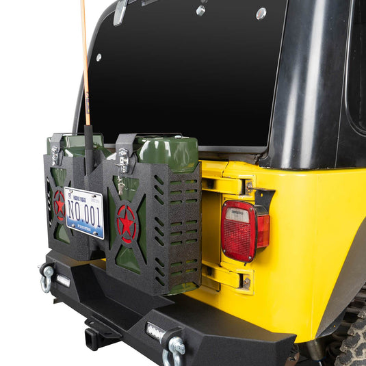 Hooke Road Double Jerry Gas Can Holder Tailgate Mount(97-06 Jeep Wrangler TJ)