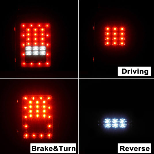 Hooke Road Opar LED Tail Light Assembly Replacement Brake Light Rear Turn Signal Lights for 2007-2018 Jeep Wrangler JK JKU u-Box offroad 4