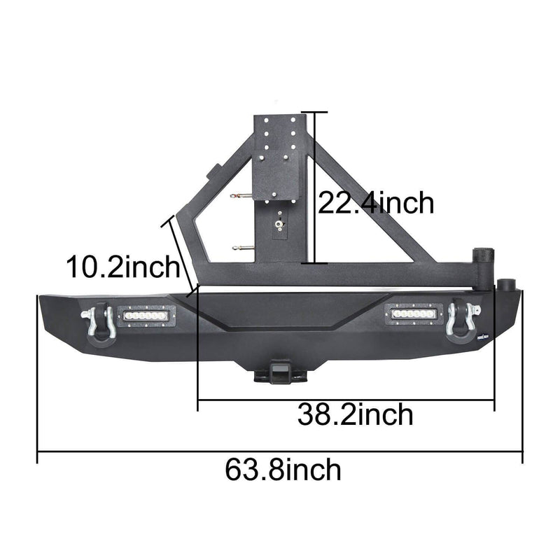 Load image into Gallery viewer, Hooke Road Opar Lotus Tubular Front Bumper &amp; Different Trail Rear Bumper w/Tire Carrier Combo Kit for 2007-2018 Jeep Wrangler JK JKU BXG132114 u-Box offroad 14
