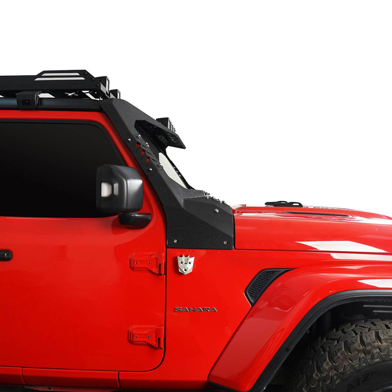 Load image into Gallery viewer, Hooke Road Mad Max Front Bumper w/Wings &amp; Windshield Frame Cover(18-24 Jeep Wrangler JL &amp; Gladiator JT(Excluding Mojave))
