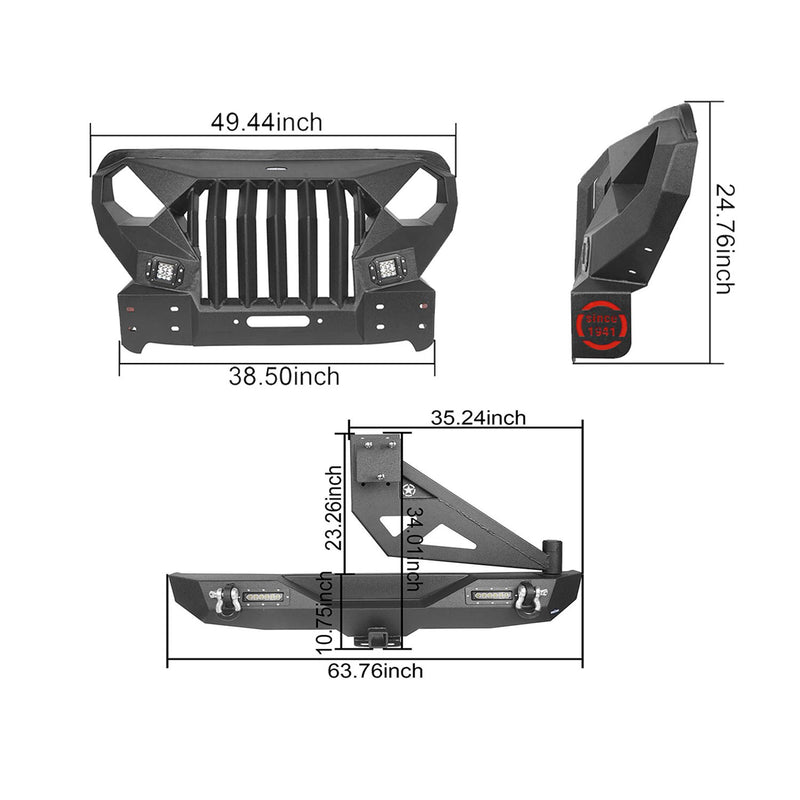 Load image into Gallery viewer, Hooke Road Mad Max Front Bumper &amp; Rear Bumper w/Tire Carrier(18-24 Jeep Wrangler JL 4 Door)
