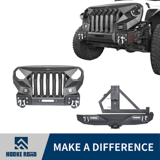 Hooke Road Mad Max Front Bumper & Rear Bumper w/Tire Carrier(07-18 Jeep Wrangler JK)