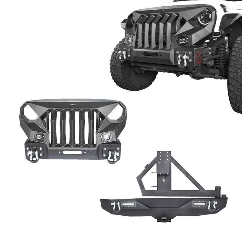 Load image into Gallery viewer, Hooke Road Mad Max Front Bumper &amp; Rear Bumper w/Tire Carrier(07-18 Jeep Wrangler JK)
