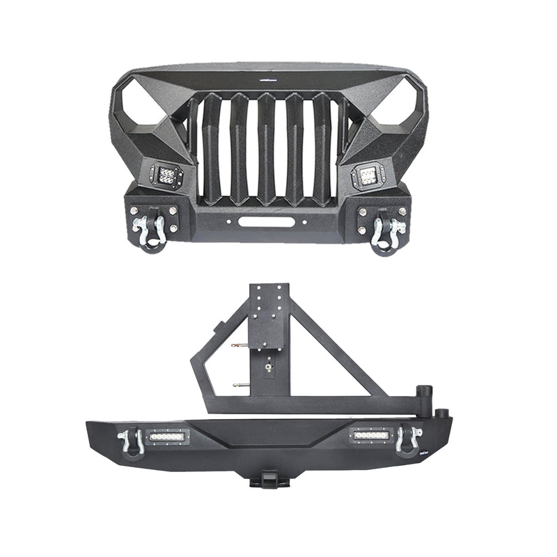 Load image into Gallery viewer, Hooke Road Mad Max Front Bumper &amp; Rear Bumper w/Tire Carrier(07-18 Jeep Wrangler JK)
