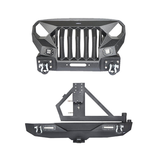 Hooke Road Mad Max Front Bumper & Rear Bumper w/Tire Carrier(07-18 Jeep Wrangler JK)