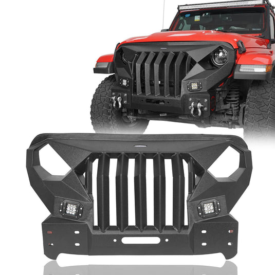 Hooke Road Mad Max Front Bumper with Grill & Side Steps(18-24 Jeep Wrangler JL 4 Door)