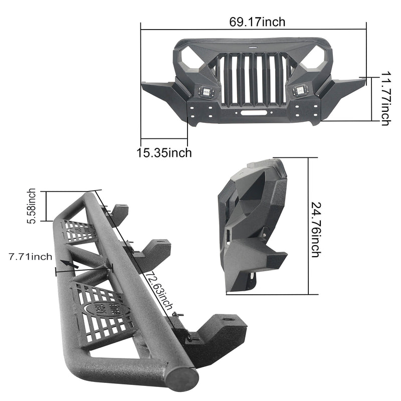 Load image into Gallery viewer, Hooke Road Mad Max Front Bumper Grill &amp; Tube Side Steps(18-24 Jeep Wrangler JL 4 Door)
