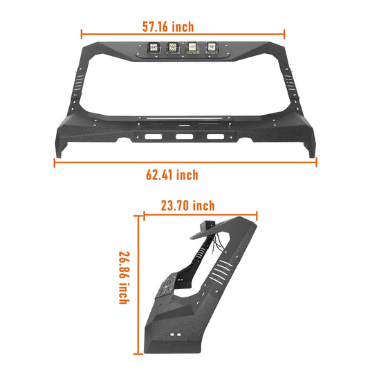 Hooke Road Mad Max Front Bumper w/Steel Grille Guard & Windshield Frame Cover(07-18 Jeep Wrangler JK)