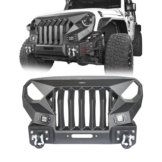 Hooke Road Mad Max Front Bumper w/Steel Grille Guard & Windshield Frame Cover(07-18 Jeep Wrangler JK)