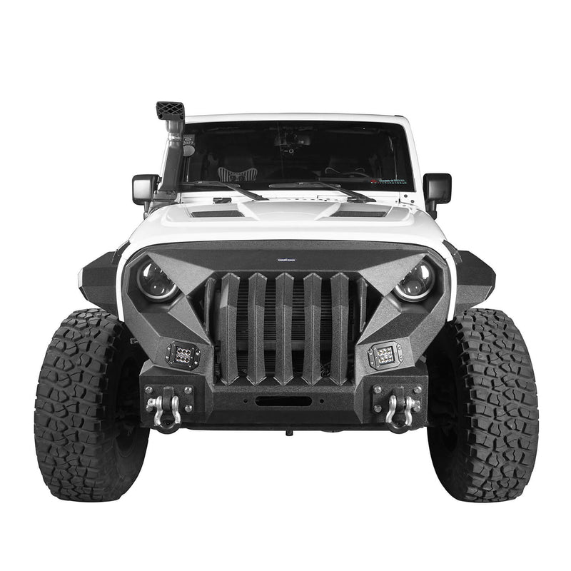 Load image into Gallery viewer, Hooke Road Mad Max Front Bumper w/Steel Grille Guard &amp; Windshield Frame Cover(07-18 Jeep Wrangler JK)
