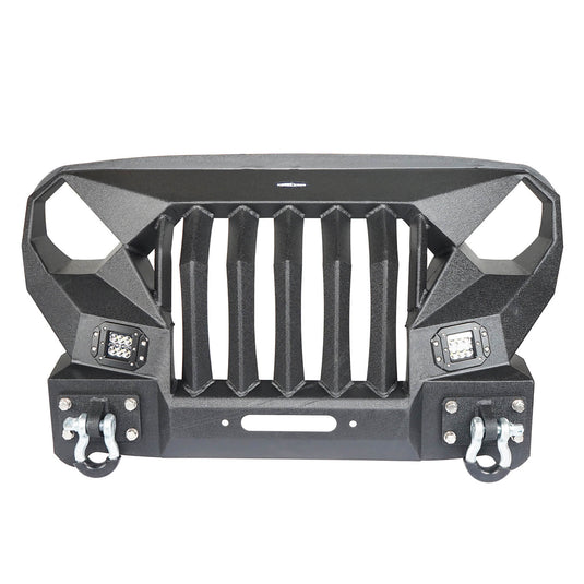 Hooke Road Mad Max Front Bumper w/Steel Grille Guard & Windshield Frame Cover(07-18 Jeep Wrangler JK)