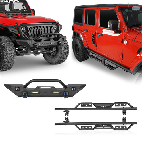 Hooke Road Mid Width Front Bumper & Side Steps(18-24 Jeep Wrangler JL 4 Door)