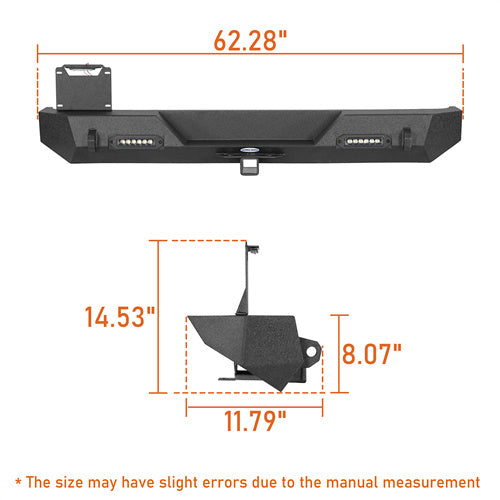 Load image into Gallery viewer, Hooke Road Different Trail Rear Bumper w/2 Inch Hitch Receiver for Jeep Wrangler TJ YJ 1987-2006 BXG120 u-Box offroad 9
