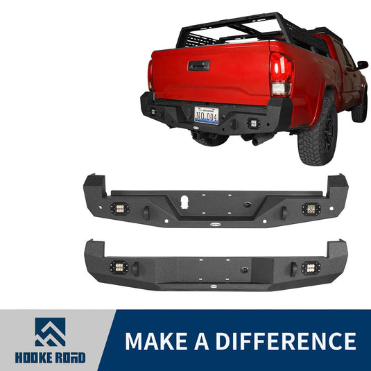 HookeRoad Rear Bumper w/Lights & Licence Plate Mount for 2005-2023 Toyota Tacoma b40114200s 1