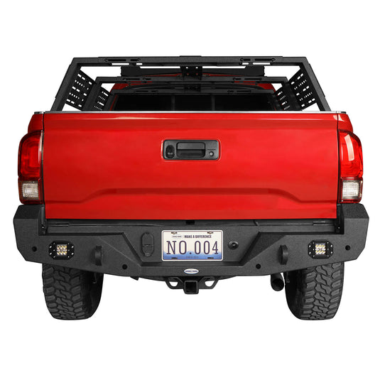 Hooke Road Steel Rear Bumper w/18W LED Floodlights(16-23 Toyota Tacoma) b4200s 3