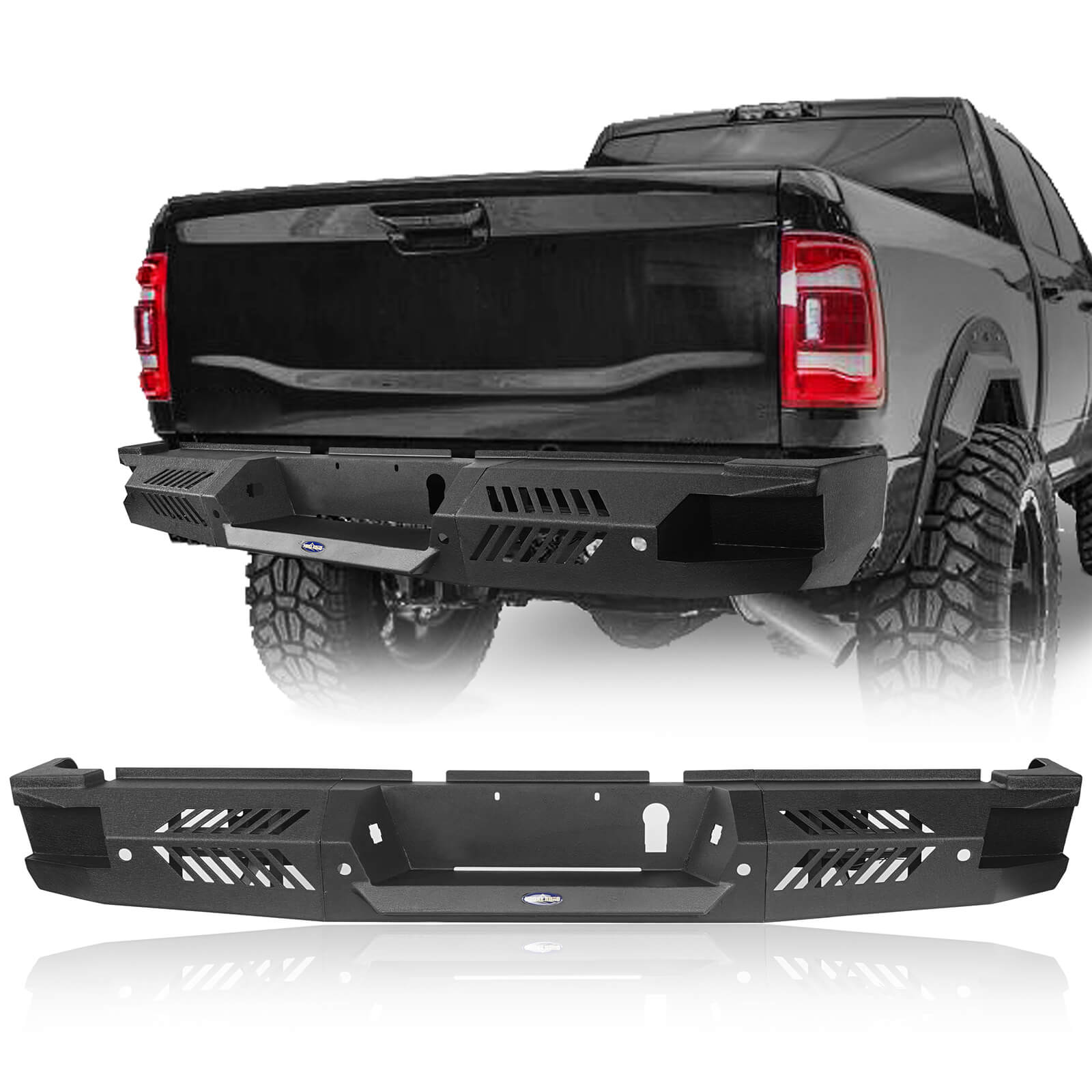 HookeRoad Dodge Ram 2500 Rear Bumper w/LED Spotlights for 2019-2024 Ram ...