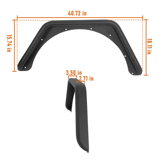 Hooke Road Rear Fender Flares(87-95 Jeep Wrangler YJ)