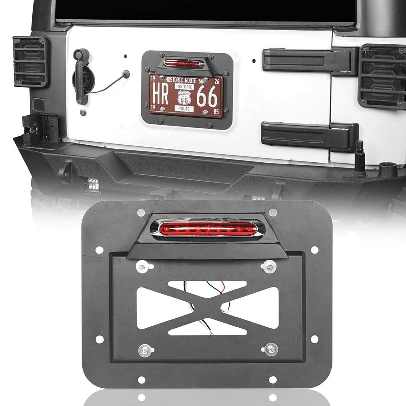 Load image into Gallery viewer, Hooke Road Rear License Plate Bracket with Light for Jeep Wrangler JK 2007-2018 MMR1805 Jeep Rear License Plate Bracket 2
