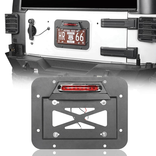 Hooke Road Rear License Plate Bracket with Light for Jeep Wrangler JK 2007-2018 MMR1805 Jeep Rear License Plate Bracket 2