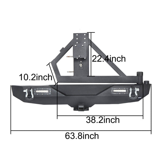 Hooke Road Rock Crawler Stubby Front Bumper & Different Trail Rear Bumper w/Tire Carrier Combo(07-18 Jeep Wrangler JK JKU)