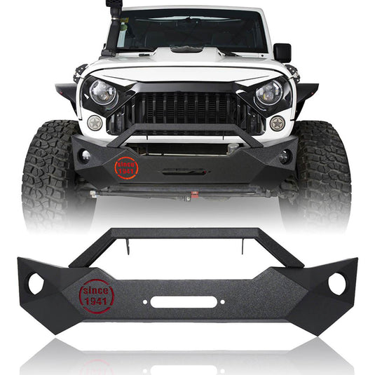 Hooke Road Rock Crawler Stubby Front Bumper & Different Trail Rear Bumper w/Tire Carrier Combo(07-18 Jeep Wrangler JK JKU)