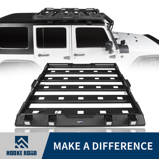 Hooke Road Jeep JK Hard Top Front Roof Rack Jeep Wrangler JK Discovery Roof Rack Luggage Rack for 2007-2018 Jeep Wrangler JK BXG2065 1