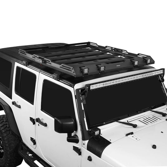 Hooke Road Jeep JK Hard Top Front Roof Rack Jeep Wrangler JK Discovery Roof Rack Luggage Rack for 2007-2018 Jeep Wrangler JK BXG2065 4
