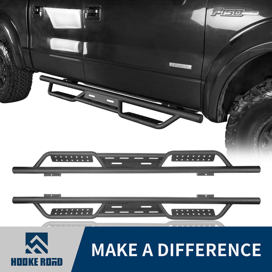 Hooke Road Running Boards Drop Side Steps Bar(09-14 Ford F-150 SuperCrew)