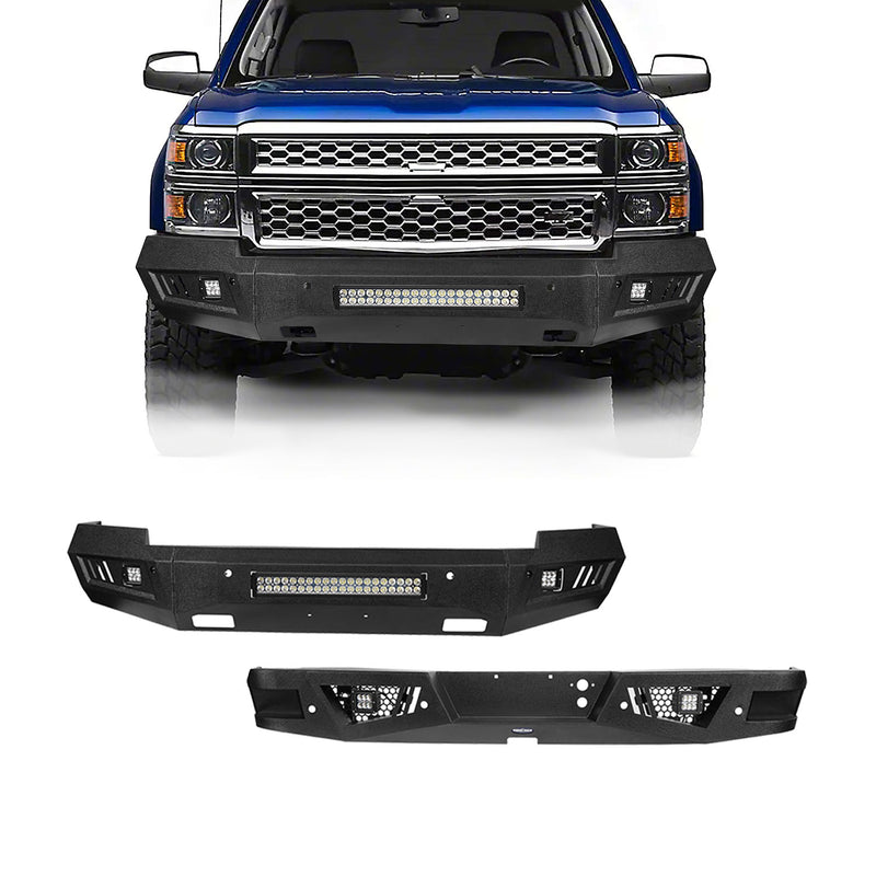 Load image into Gallery viewer, Silverado Front Bumper &amp; Rear Bumper Combo w/LED Lights For Chevy Silverado 1500 - Hooke Road
