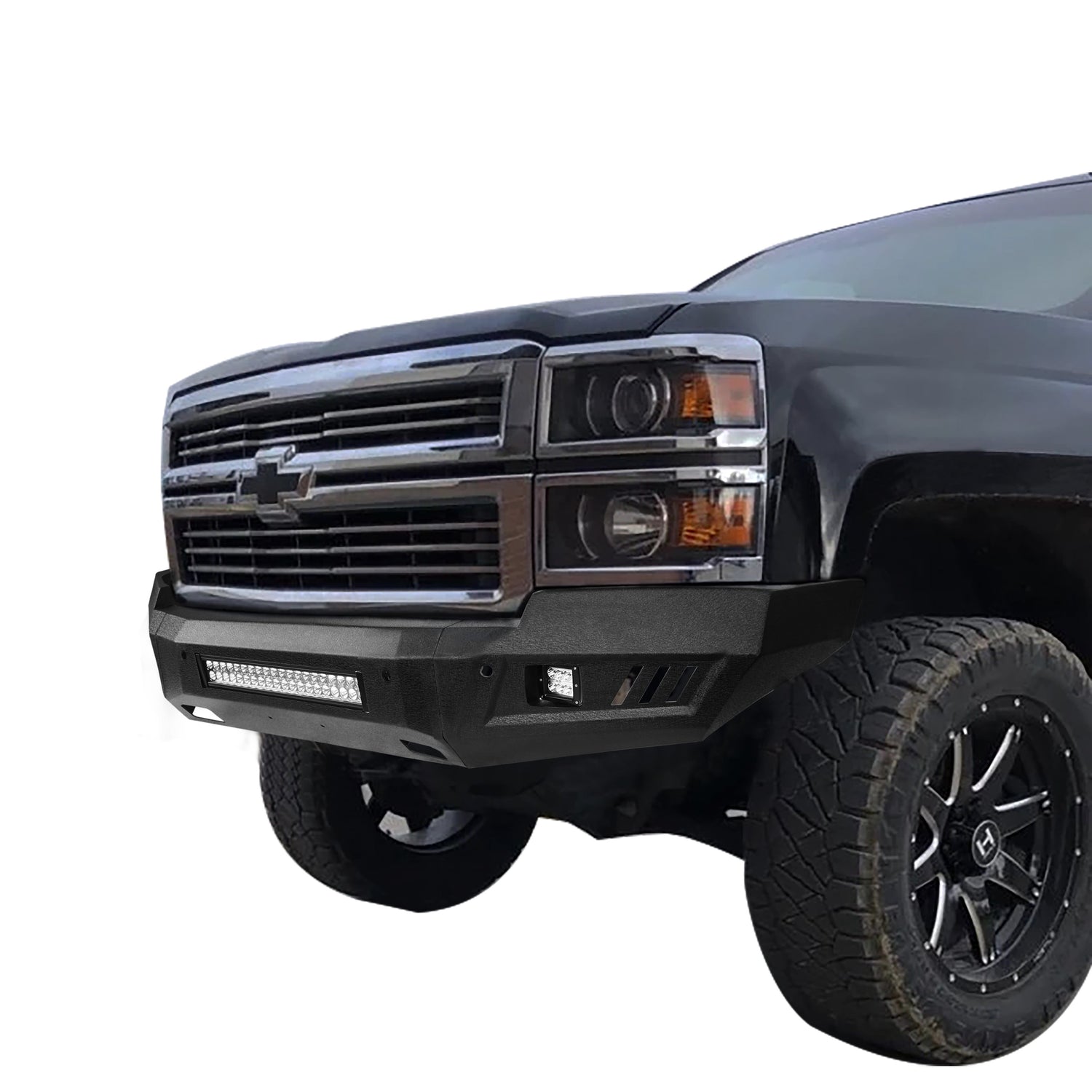 2018 Chevy Silverado Bumper Silverado Front Bumper & Rear Bumper Combo w/LED Lights For Chevy Silv