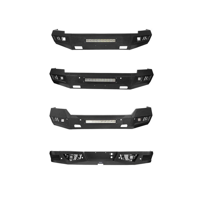 Load image into Gallery viewer, Silverado Front Bumper &amp; Rear Bumper Combo w/LED Lights For Chevy Silverado 1500 - Hooke Road
