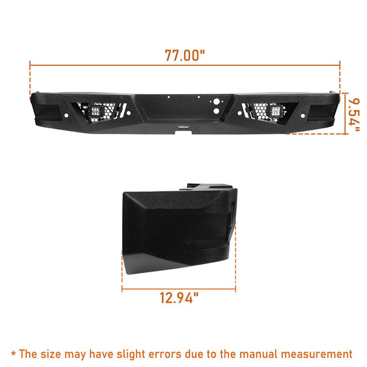 Akkon - Fits 2007-2013 Chevy Silverado / GMC Sierra 1500 Truck Full Black Rear Bumper Without Parking Assist Sensor Holes Akkon - Fits 2007-2013 Chevy Silverado / GMC Sierra 1500 Truck Full Black Rear Bumper Without Parking Assist Sensor Holes