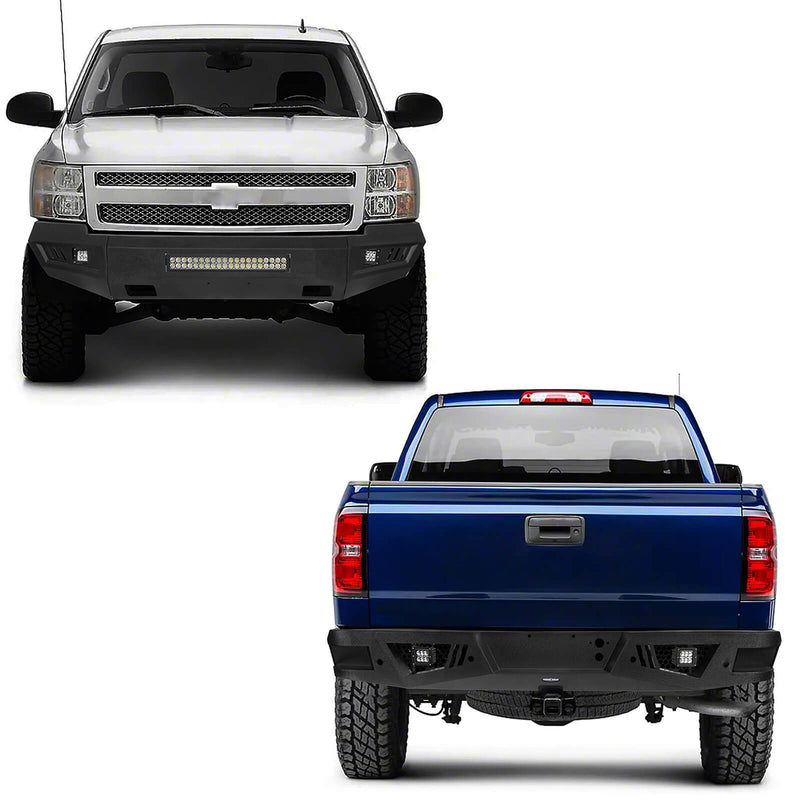 Load image into Gallery viewer, Silverado Front Bumper &amp; Rear Bumper Combo w/LED Lights For Chevy Silverado 1500 - Hooke Road
