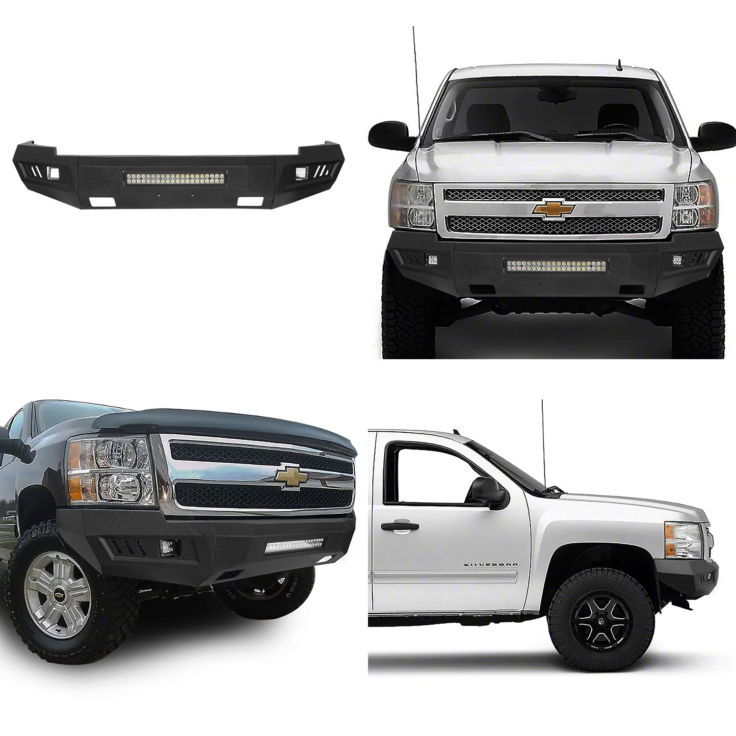 2010 Chevrolet Silverado Front Bumper Silverado Front Bumper & Rear Bumper Combo w/LED Lights For Chevy Silv