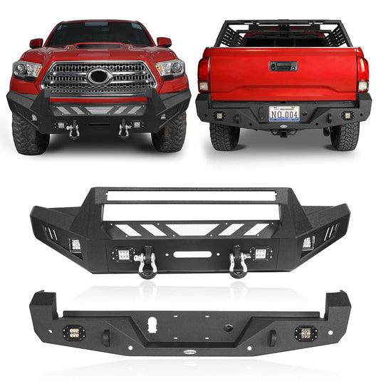 HookeRoad Tacoma Front & Rear Bumpers Combo for 2016-2023 Toyota Tacoma 3rd Gen b42014200s 2