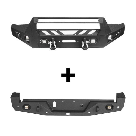 HookeRoad Tacoma Front & Rear Bumpers Combo for 2016-2023 Toyota Tacoma 3rd Gen b42014200s 3