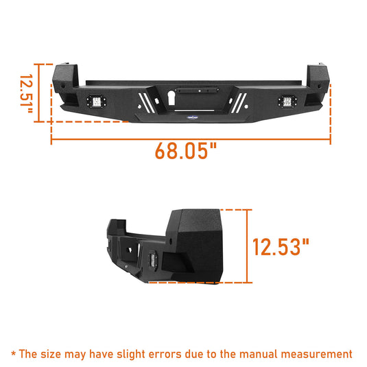 HookeRoad Tacoma Sensors Rear Bumper Replacement for 2016-2023 Toyota Tacoma 3rd Gen b4204-1-11