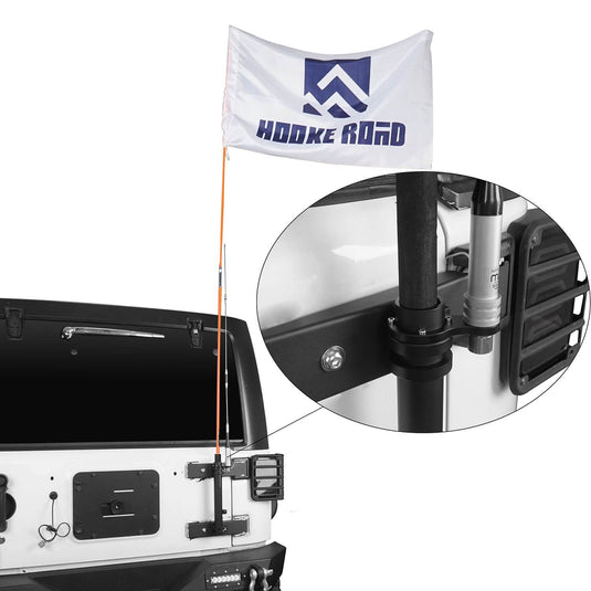 Hooke Road Tailgate Hinge Mounted Single Flag & Antenna Holder(07-18 Jeep Wrangler JK)