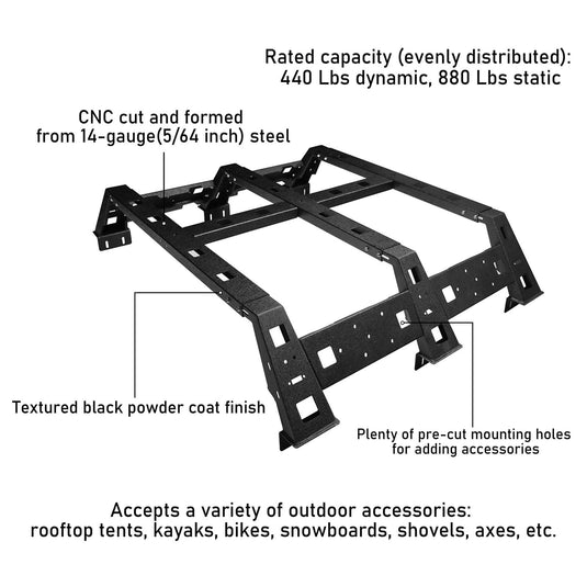 HookeRoad Toyota Tacoma Bed Rack for 2005-2023 Toyota Tacoma b4009 7