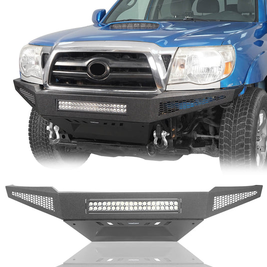 HookeRoad Toyota Tacoma Full Width Front Bumper w/ Skid Plate for 2005-2011 Toyota Tacoma b4008-2