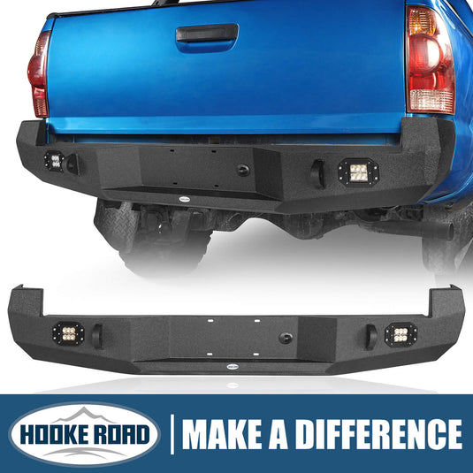 HookeRoad Toyota Tacoma Rear Bumper w/Floodlights for 2005-2015 Toyota Tacoma b4011-s-1