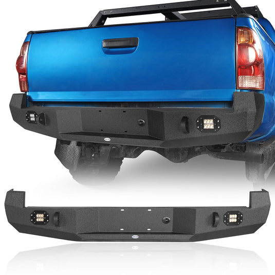 HookeRoad Toyota Tacoma Rear Bumper w/Floodlights for 2005-2015 Toyota Tacoma b4011-s-2